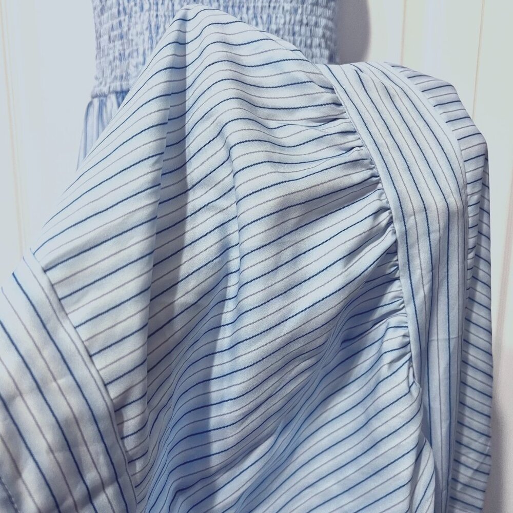 Maxi Striped Blue/Lilac Dress-Size Med.-Ruffled Layered Stretch Dress-NWOT - Picture 11 of 16